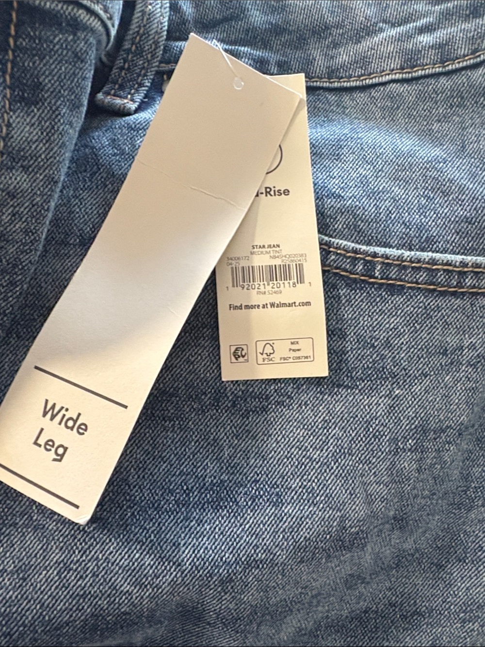 No Boundaries Medium Blue Wide Leg Jeans with Star Stitch - Picture 7 of 7